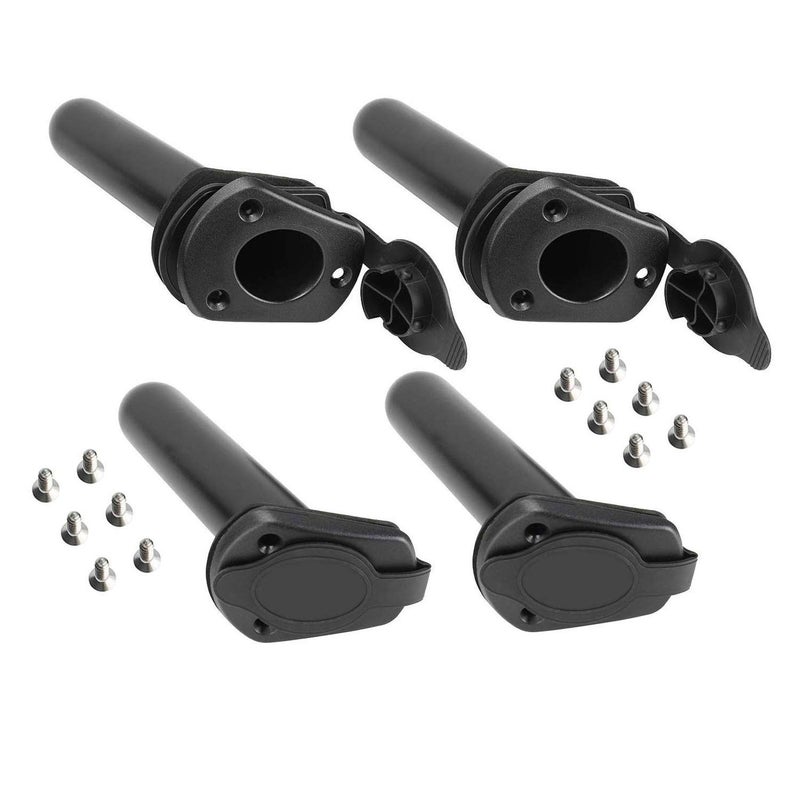 NovelBee 4 Pack of Kayak Deck Plastic Flush Mount Fishing Boat Rod Holders with Cap Cover,Gasket and Mounting Screws - Image 4